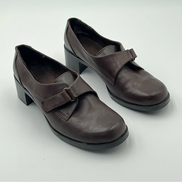 CROFT & BARROW Brown Celine Leather Chunky Heel Wichcore Loafers Women’s 8.5 - Picture 1 of 10